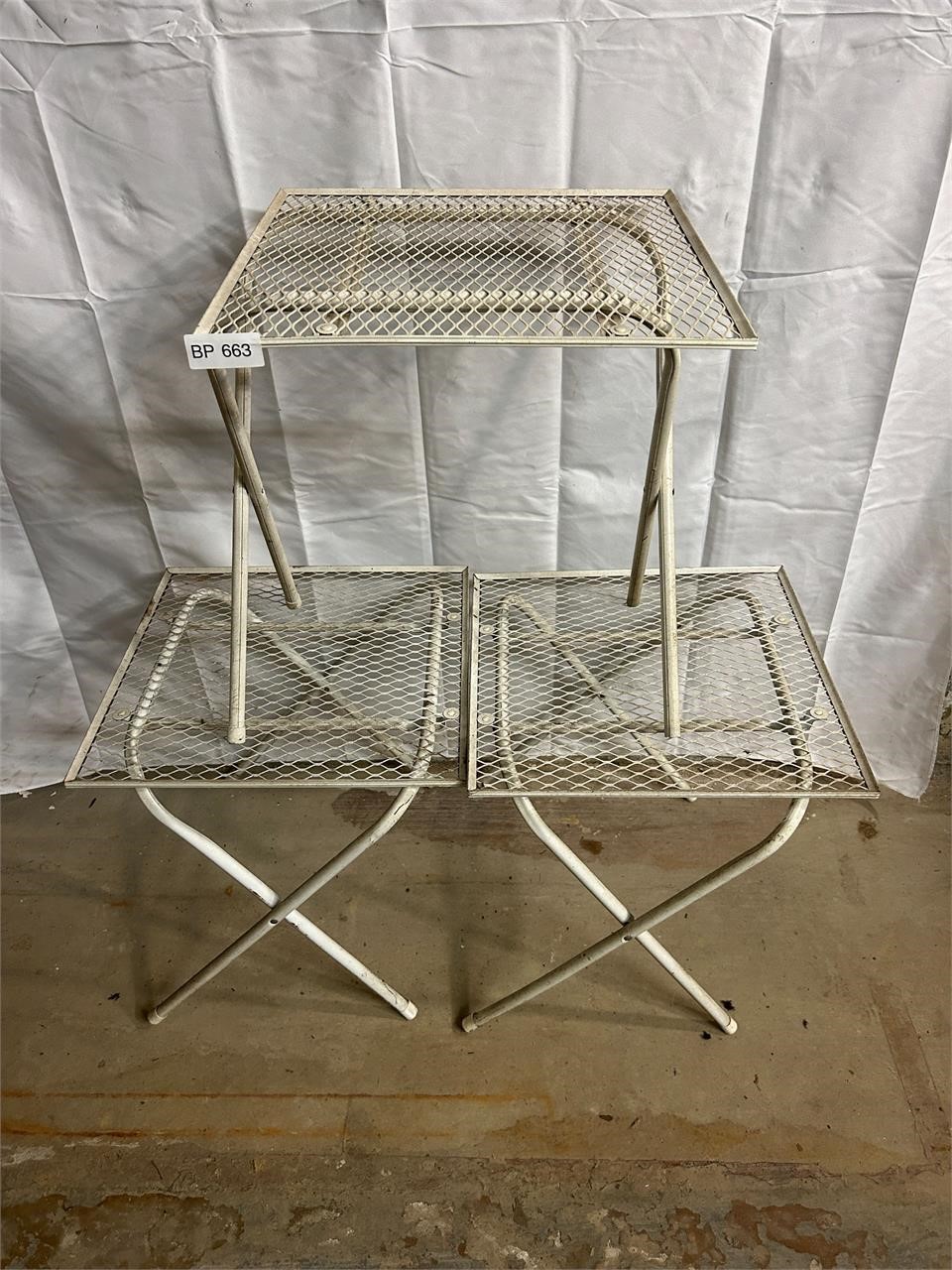 Lot of Three VTG/Mid Century Mesh Folding Tables