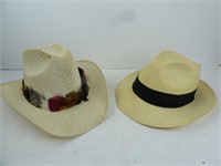Lot of 2 Hats - Havana Fedora & Feather Cowboy
