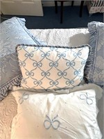Twin Bed Linens, Pillows and Curtains-BLue & White