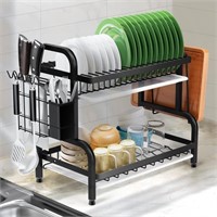 B2538  Riousery 2-Tier Dish Rack with Drain Board