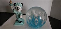 Large Glass paperweight and Minnie Liberty