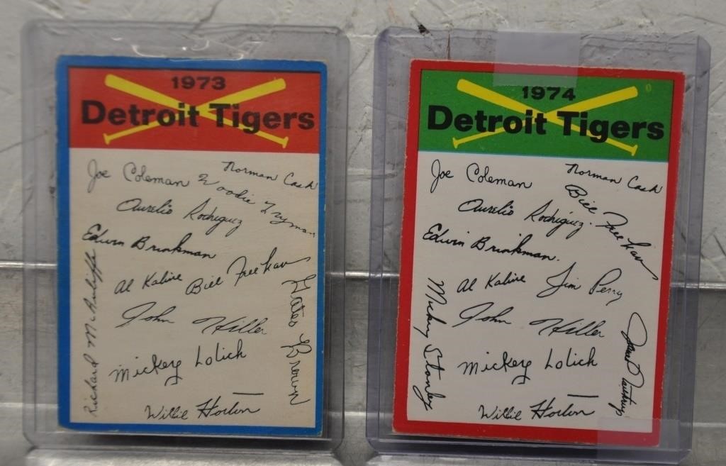 1973 & 1974 Detroit Tigers team cards