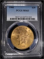 1900 $20 GOLD T3 LIBERTY PCGS MS63