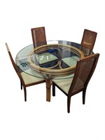 Dining Table with Glass Table Top /w 4 chairs