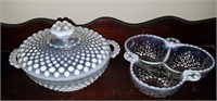 Covered & divided Fenton candy & condiment dishes
