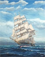 CLIPPER SHIP PAINTING OIL ON CANVAS