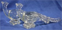 Pair Paden City glass Pheasant figurines