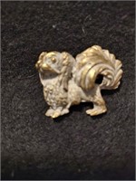 Pekinese dog brooch, goldtone Boucher pin vintage