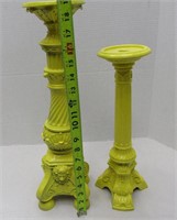 2 Yellow Plaster Paintable Candle Holders