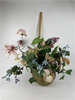 Large faul floral arrangement in brass pot