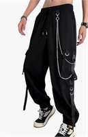 New (Size M) Men's Chain Cargo Pants Flap Pocket