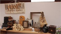Collection of Western Decor, Mugs, Books, Bell