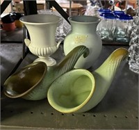 Frankoma Pottery cornucopia and Wedgwood Vase