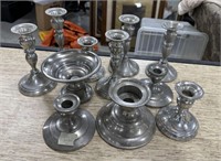 Group of Pewter Weighted Candle Holders