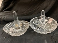 2 CRYSTAL RING HOLDER DISHES