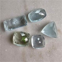 19 Ct Faceted Aquamarine Gemstones Lot of 5 Pcs, M