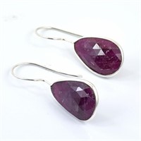 Ruby Gemstone Dangler Earrings, 925 Silver, 4.5 gr