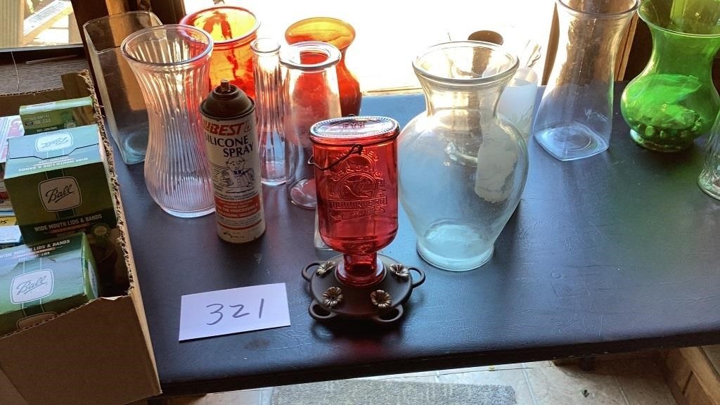12 miscellaneous size basis,1 red glass,