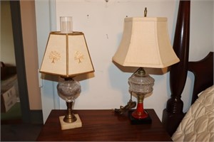3 Clear glass oil lamps converted to electric two