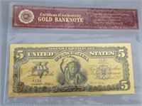 Gold Plated US $5 Fantasy Note