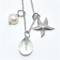 Silver Green Amethyst Pearl(4.3ct) Necklace
