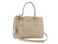 PRADA Taupe Leather 2 Way Shoulder Bag