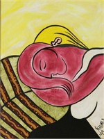 AFTER PICASSO CUBIST STYLE WOMAN WITH YELLOW HAIR