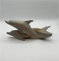 1980s Wooden Dolphin Statue-12" Tall