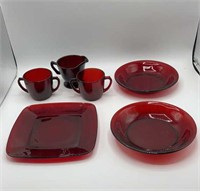 6pc Ruby Glass Set