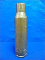 Trench Art Engraved Brass Shell Casing ,