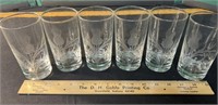 6 Thistle Etched Glass Tumblers