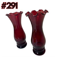 Glass Bud Vases Ruby Red- 2 total!