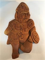 ASIAN WARRIOR WALL CARVING 20 x 12"
