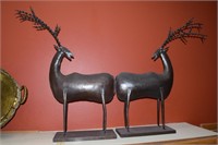 Pair 3D metal deer figures 20" wide x 27" tall