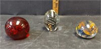 3 GLASS PAPER WEIGHTS