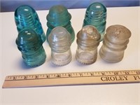 Assortment of 7 Vintage Glass Insulators