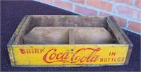 Vintage Coca Cola Yellow Wooden Bottle Crate
