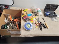 Box of Garage Items, Small Dremel and More