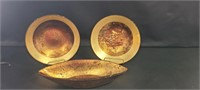 3 Decorative Gold accent bowls