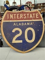 Vintage Metal Interstate 20 Road Sign