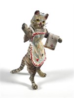 Austria Bronze Painted Cat Housewife