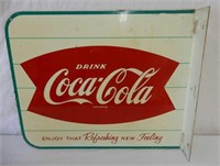 1951 DRINK COCA-COLA  PAINTED METAL FISHTALE SIGN