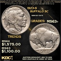 ***Auction Highlight*** 1923-s Buffalo Nickel 5c G