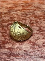 10k Yellow Gold Leaf Design Ring Size 10