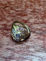 10k Yellow Gold Ring Size 7.5 Blue/Purple Stones