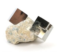 Double Crystal Cubic Pyrite on Matrix