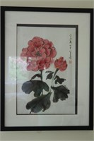 Asian Style Floral Watercolor Sketch