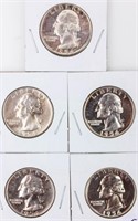 Coin 5 Proof Silver Washington Quarters 1954