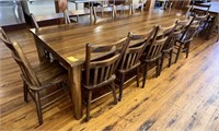 AMISH HAND MADE TABLE (12) CHAIRS