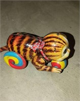 Vintage Cat holding ball litho Tail wind toy made